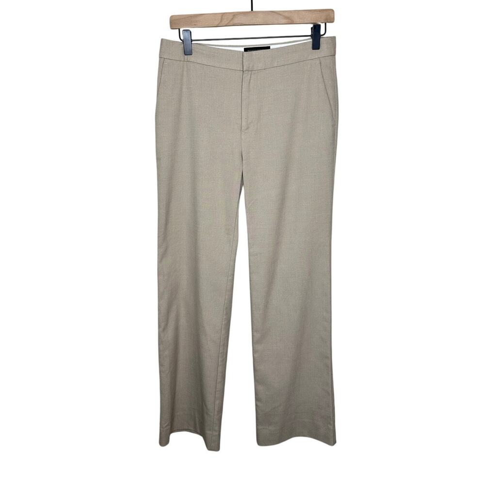 Banana Republic Cream High Waisted Straight Trouser Pants Size 4 Career Stretch
